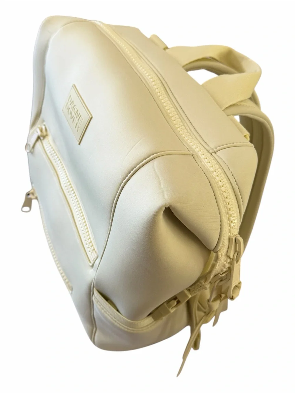 Dagne Dover mint green backpack diaper bag zip opening